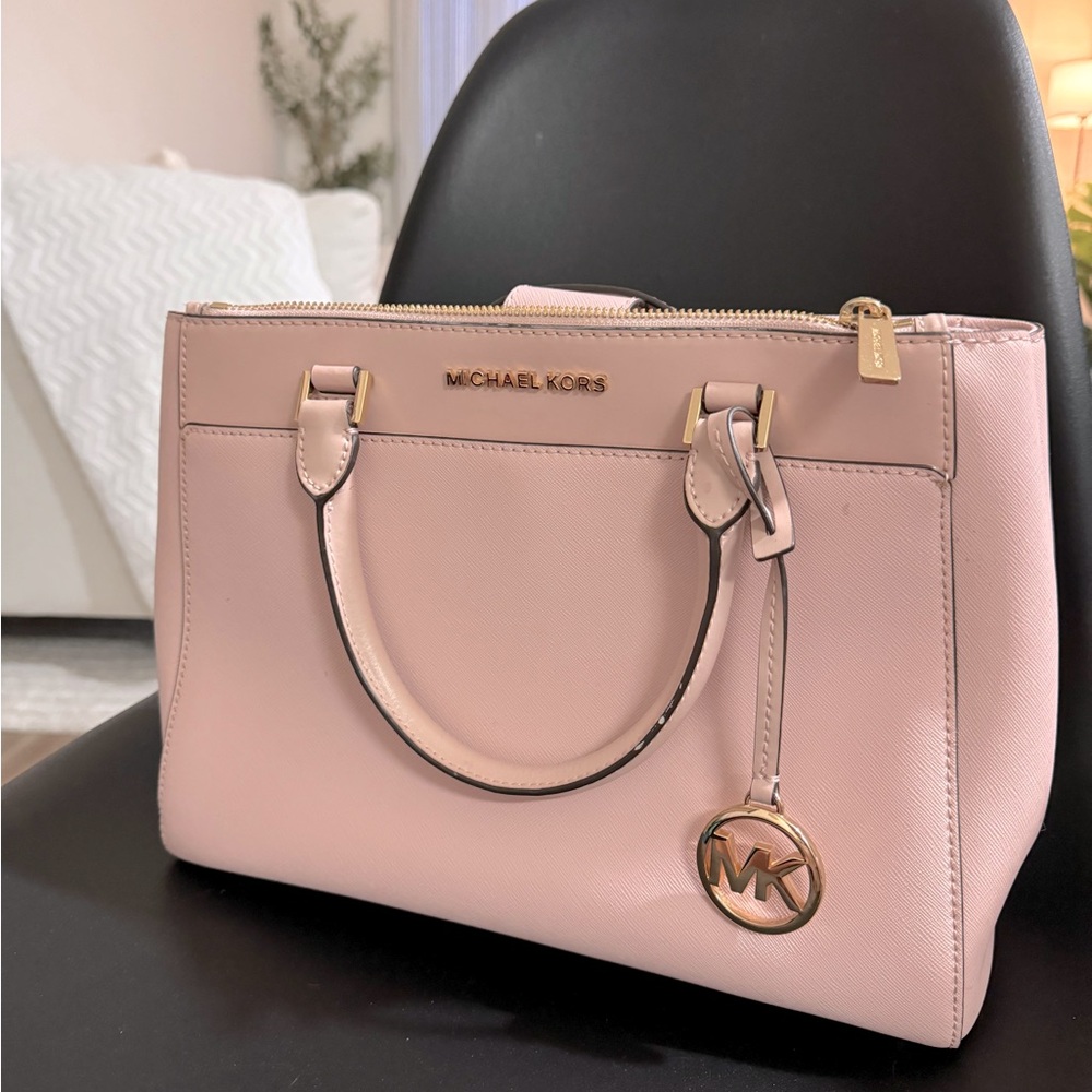 Michael Kors Gibson Leather Satchel Baby Pink